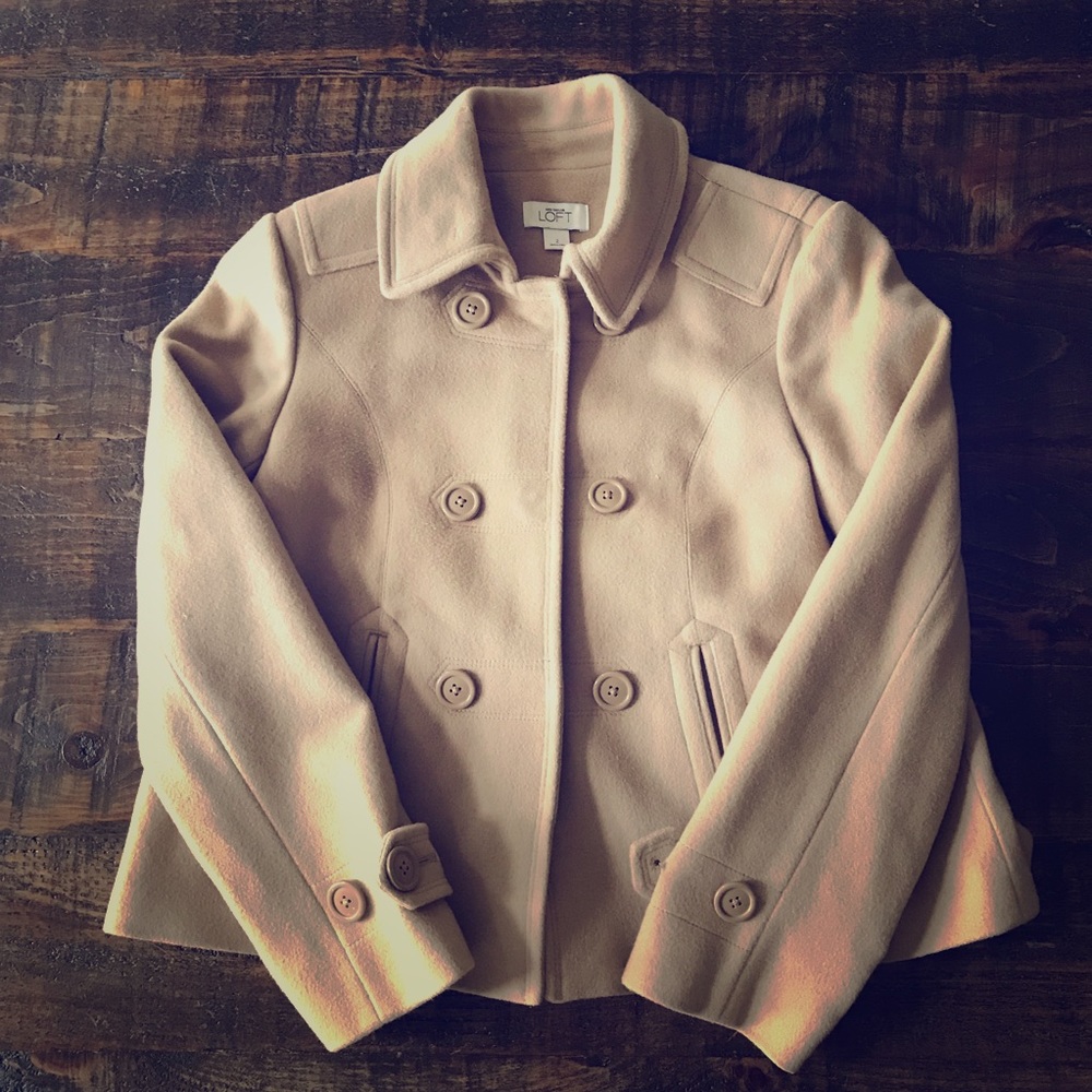 Ann Taylor Loft Camel Pea Coat Size 2